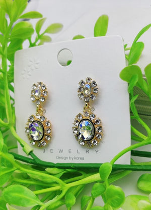 Imported Elegant Crystal-embedded Dangling Earrings – Radiant Statement Jewelry