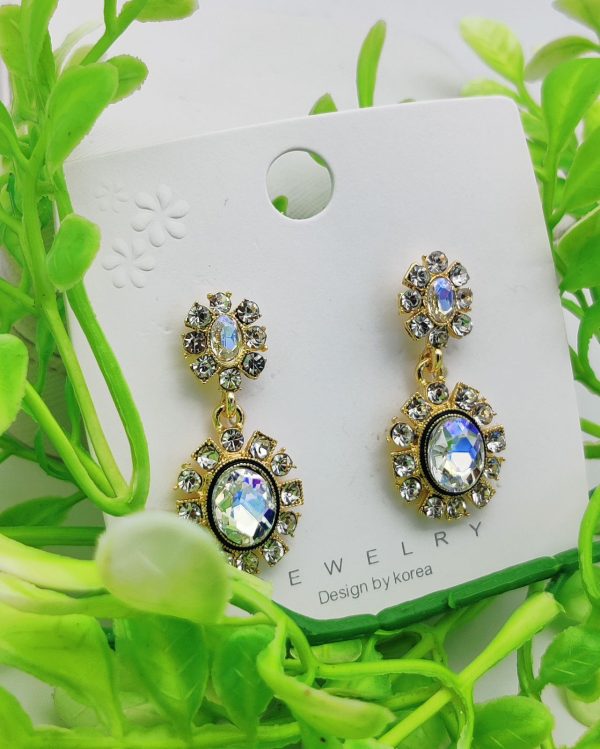 Imported Elegant Crystal-embedded Dangling Earrings – Radiant Statement Jewelry